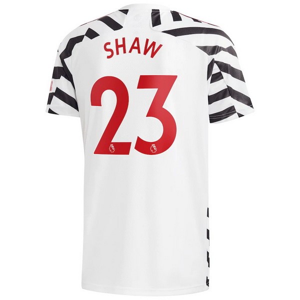 Camiseta Manchester United NO.23 Shaw Replica Tercera Ropa 2020/21 Blanco